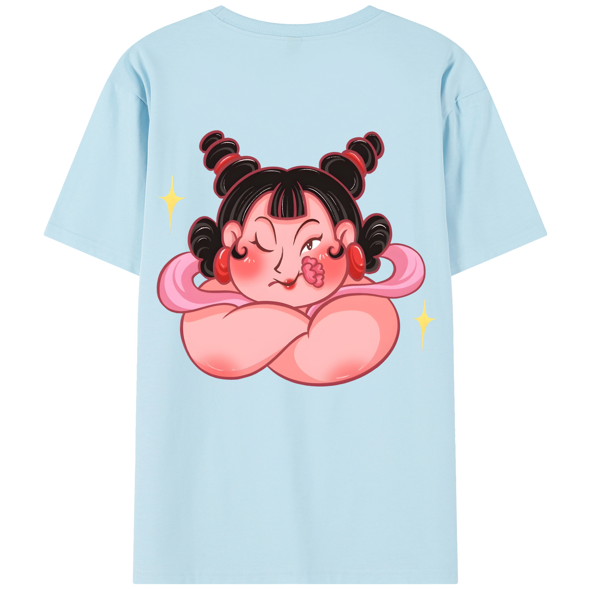 （画像用） Ne Zha 2 ナタ 魔童の大暴れ 綿100％半袖Tシャツ（背面プリント）